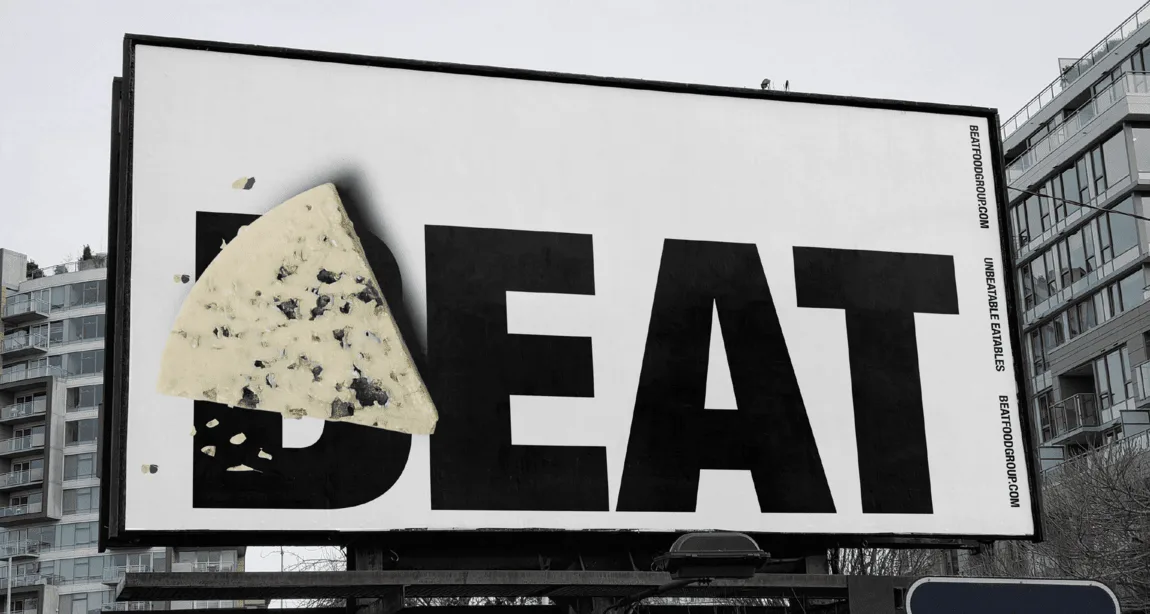 Bold Beat brand identity on an outdoor billboard