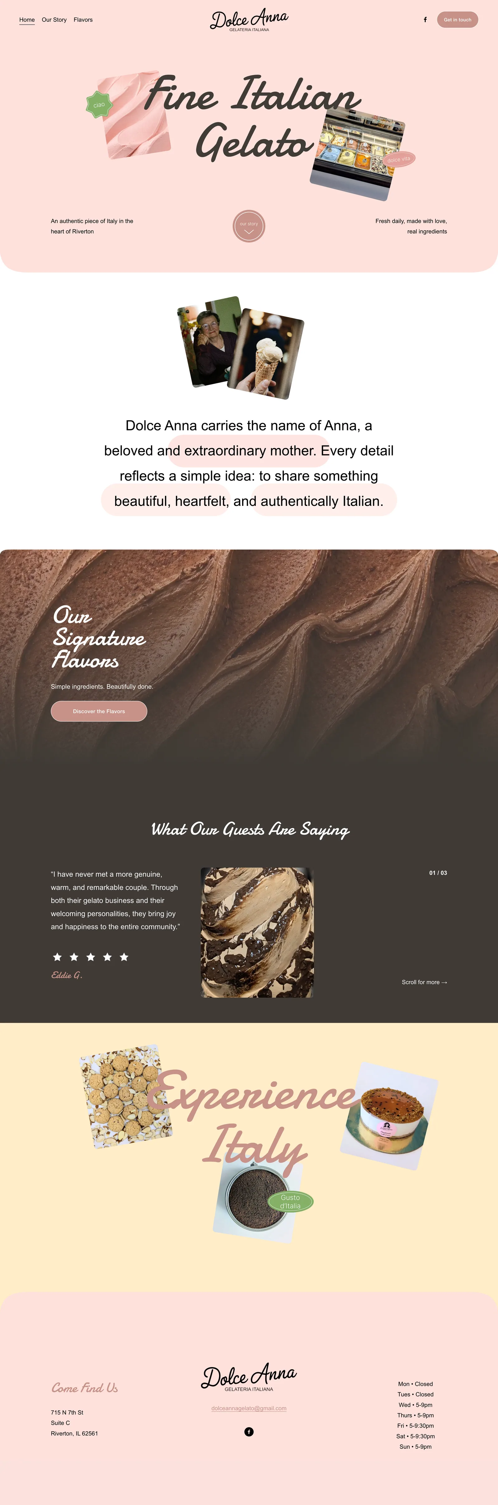 Full Dolce Anna Homepage website design