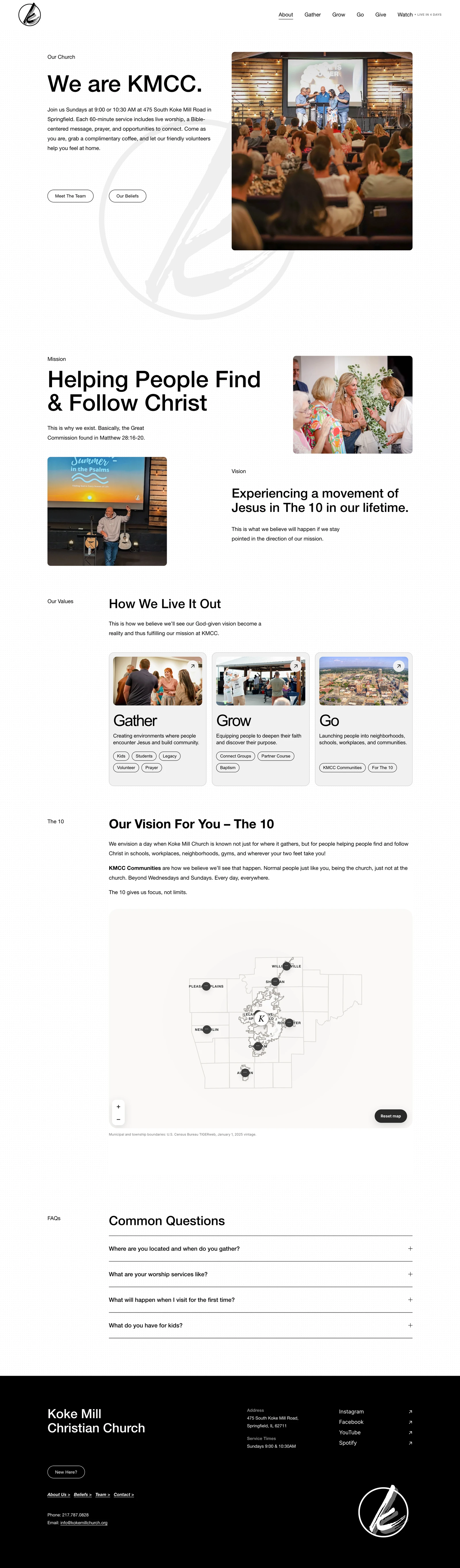 Full Koke Mill Church About Koke Mill website design