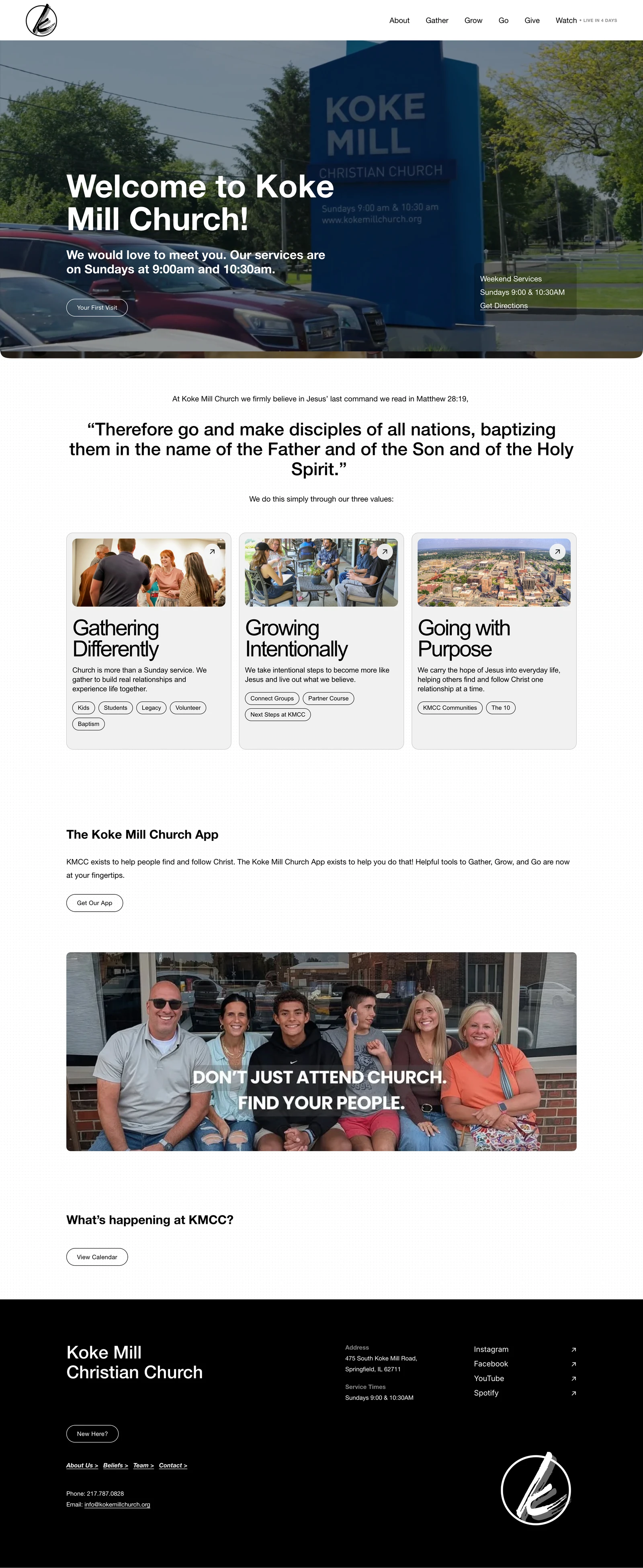 Full Koke Mill Church Homepage website design