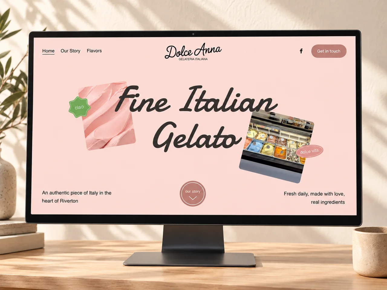 Custom gelateria website design for Dolce Anna in Riverton, Illinois
