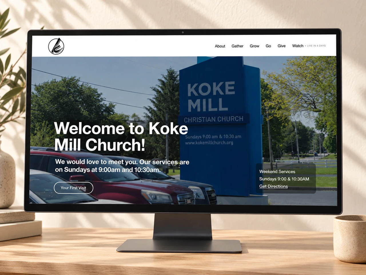 Custom website design for Koke Mill Church in Springfield, Illinois