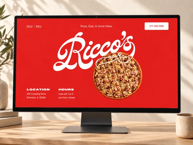 Ricco’s Pizza custom website redesign in Sherman, Illinois